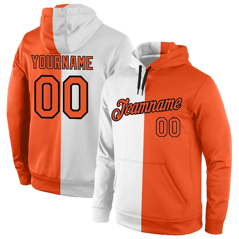 High-end Design Custom Stitched White Orange-Black Split Fashion Sports Pullover Sweatshirt Hoodie High-end Design Custom Stitched White Orange-Black Split Fashion Sports Pullover Sweatshirt Hoodie