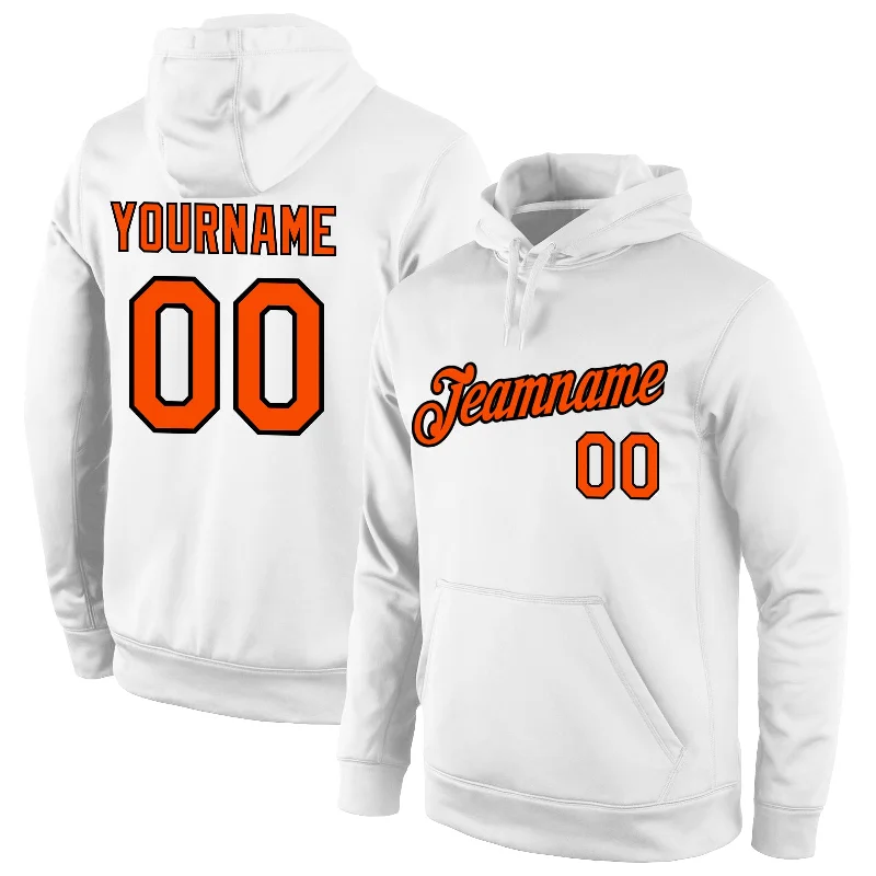 Sports Fashion Custom Stitched White Orange-Black Sports Pullover Sweatshirt Hoodie Sports Fashion Custom Stitched White Orange-Black Sports Pullover Sweatshirt Hoodie