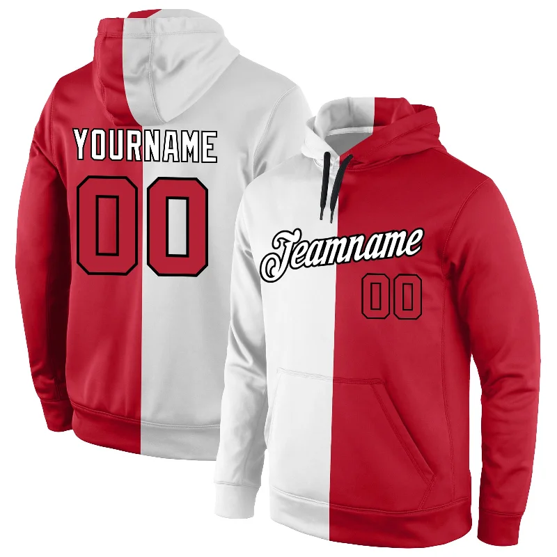 Design Trend Custom Stitched White Red-Black Split Fashion Sports Pullover Sweatshirt Hoodie Design Trend Custom Stitched White Red-Black Split Fashion Sports Pullover Sweatshirt Hoodie