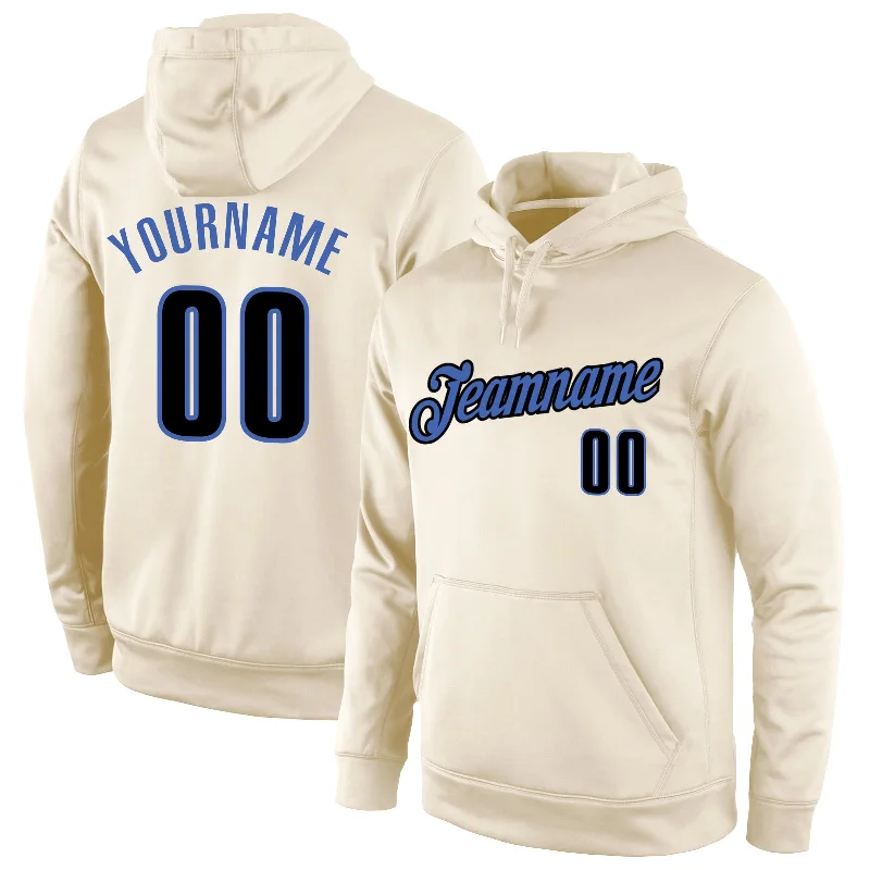 Ethnic Style Custom Stitched Cream Black-Blue Sports Pullover Sweatshirt Hoodie