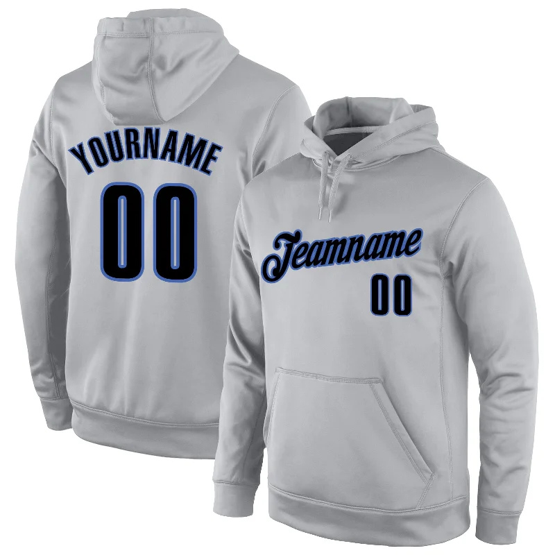 Easy Wear Chic Custom Stitched Gray Black-Blue Sports Pullover Sweatshirt Hoodie
