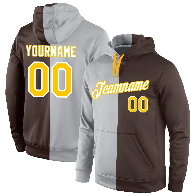New Products Custom Stitched Gray Gold-Brown Split Fashion Sports Pullover Sweatshirt Hoodie New Products Custom Stitched Gray Gold-Brown Split Fashion Sports Pullover Sweatshirt Hoodie
