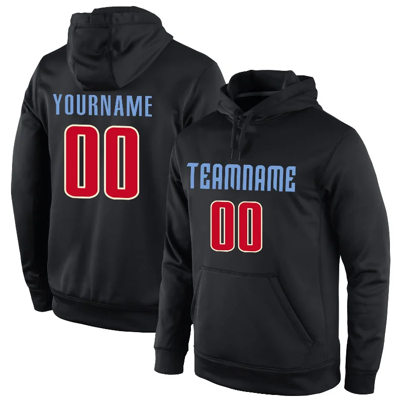 Warm Comfort Custom Stitched Black Red-Cream Sports Pullover Sweatshirt Hoodie