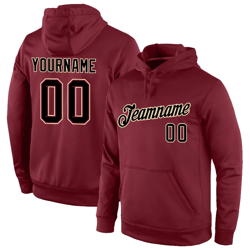 Simple Chic Custom Stitched Burgundy Black-Cream Sports Pullover Sweatshirt Hoodie