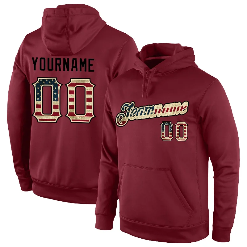 Relaxed Fit Wear Custom Stitched Burgundy Vintage USA Flag-Cream Sports Pullover Sweatshirt Hoodie Relaxed Fit Wear Custom Stitched Burgundy Vintage USA Flag-Cream Sports Pullover Sweatshirt Hoodie