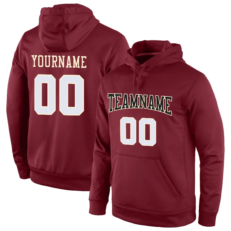 Casual Wear Custom Stitched Burgundy White-Cream Sports Pullover Sweatshirt Hoodie