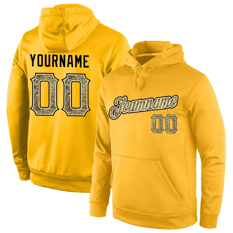 Wandering freely Custom Stitched Gold Camo-Cream Sports Pullover Sweatshirt Hoodie