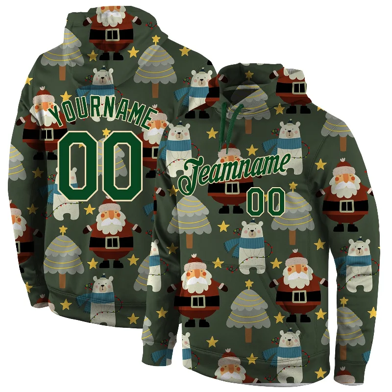 Light Comfort Custom Stitched Green Green-Cream Christmas 3D Sports Pullover Sweatshirt Hoodie Light Comfort Custom Stitched Green Green-Cream Christmas 3D Sports Pullover Sweatshirt Hoodie