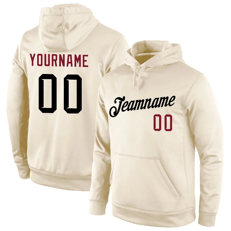 Avant-garde Design Custom Stitched Cream Black-Crimson Sports Pullover Sweatshirt Hoodie Avant-garde Design Custom Stitched Cream Black-Crimson Sports Pullover Sweatshirt Hoodie