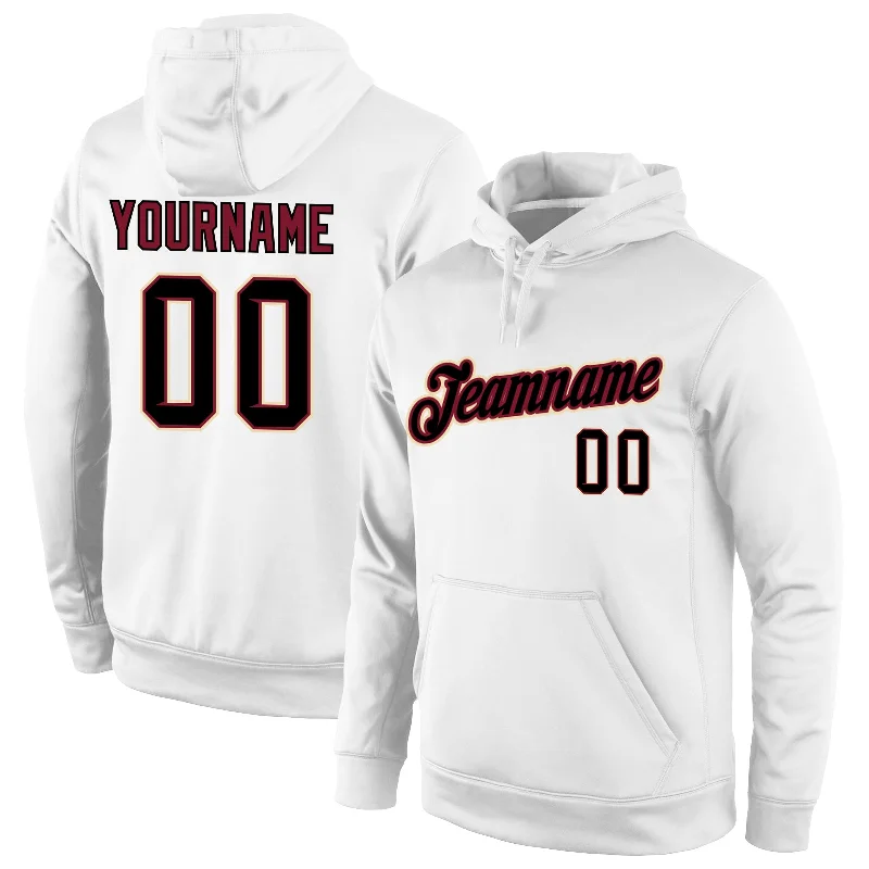 Unique Prints Custom Stitched White Black-Crimson Sports Pullover Sweatshirt Hoodie Unique Prints Custom Stitched White Black-Crimson Sports Pullover Sweatshirt Hoodie