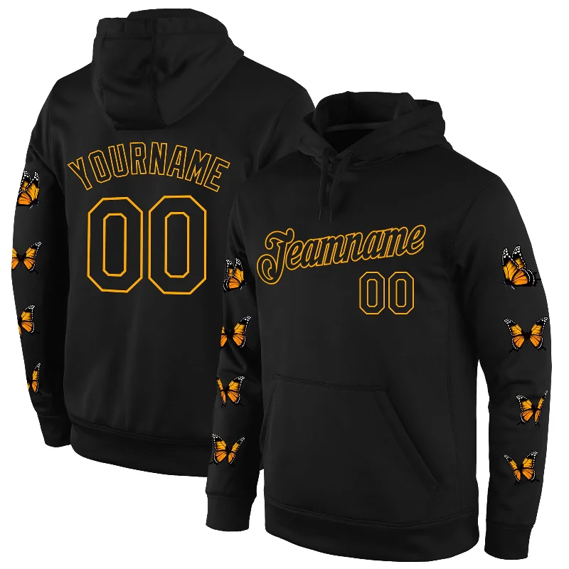 Layered Comfort Custom Stitched Black Black-Gold 3D Pattern Design Butterfly Sports Pullover Sweatshirt Hoodie Layered Comfort Custom Stitched Black Black-Gold 3D Pattern Design Butterfly Sports Pullover Sweatshirt Hoodie