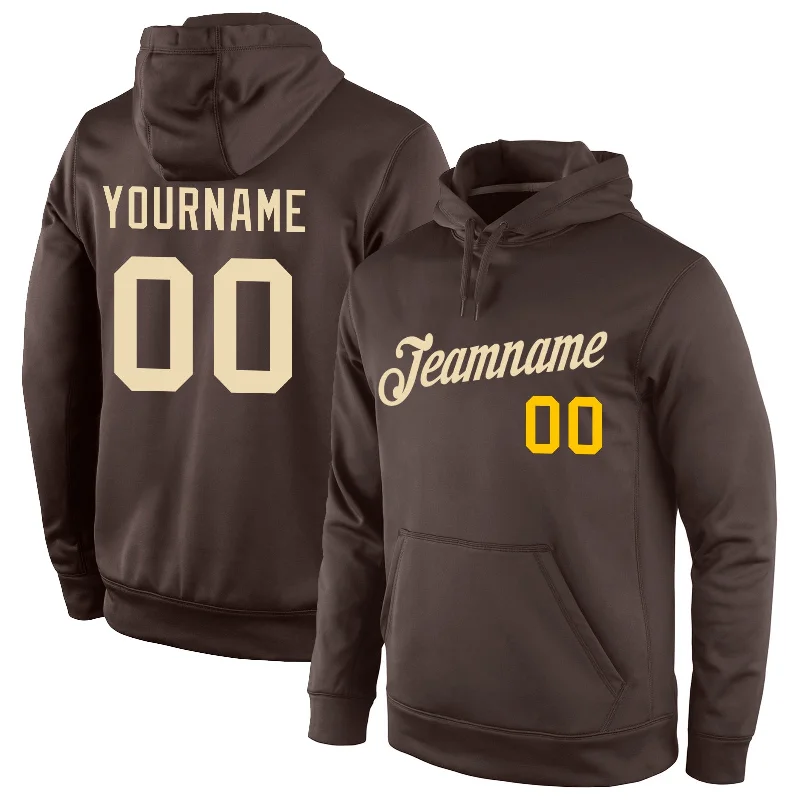 Breezy Comfort Custom Stitched Brown Cream-Gold Sports Pullover Sweatshirt Hoodie