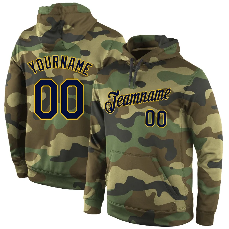 Casual And Comfortable Custom Stitched Camo Navy-Gold Sports Pullover Sweatshirt Salute To Service Hoodie Casual And Comfortable Custom Stitched Camo Navy-Gold Sports Pullover Sweatshirt Salute To Service Hoodie