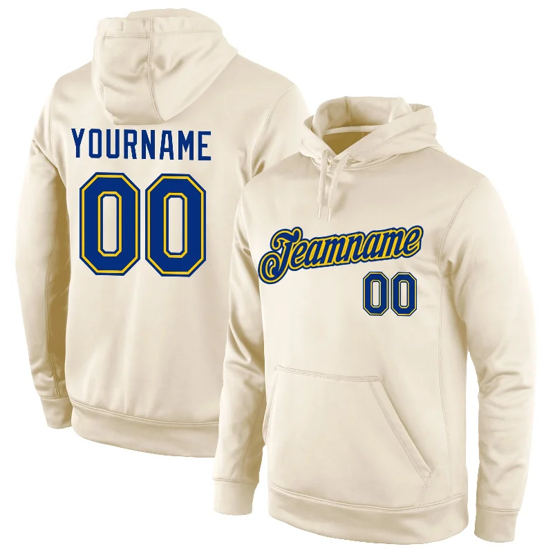 Playful Style Custom Stitched Cream Royal-Gold Sports Pullover Sweatshirt Hoodie