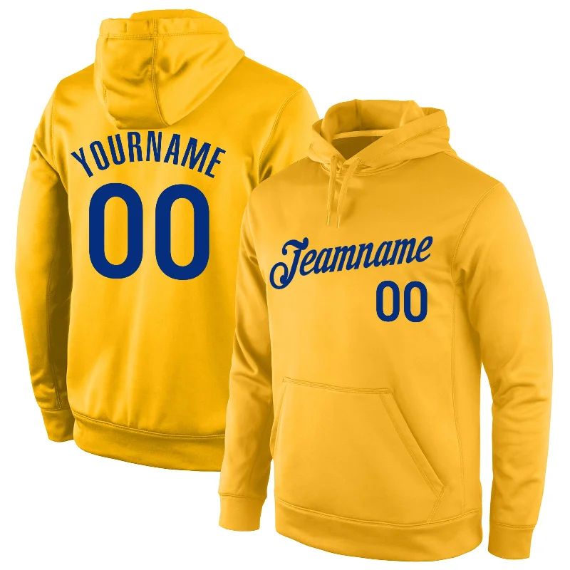 Comfortable down Custom Stitched Gold Royal Sports Pullover Sweatshirt Hoodie
