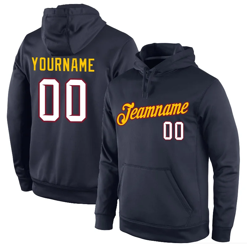 Weekend Comfort Custom Stitched Navy White-Gold Sports Pullover Sweatshirt Hoodie
