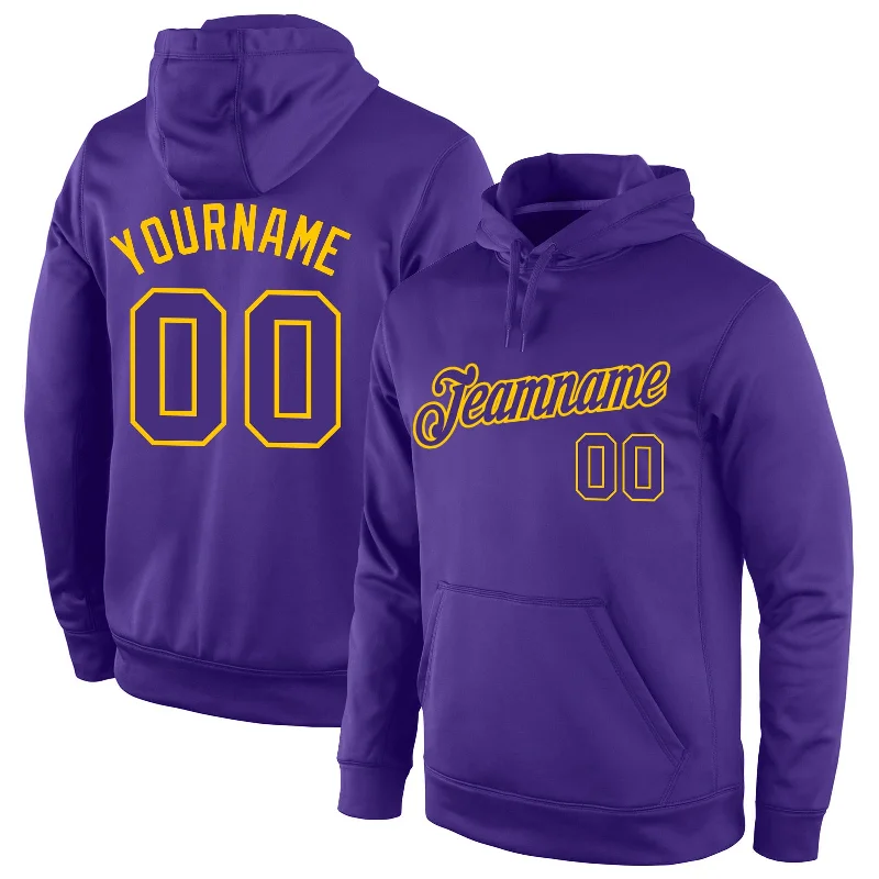 Single-shoulder Neck Design Custom Stitched Purple Purple-Gold Sports Pullover Sweatshirt Hoodie Single-shoulder Neck Design Custom Stitched Purple Purple-Gold Sports Pullover Sweatshirt Hoodie