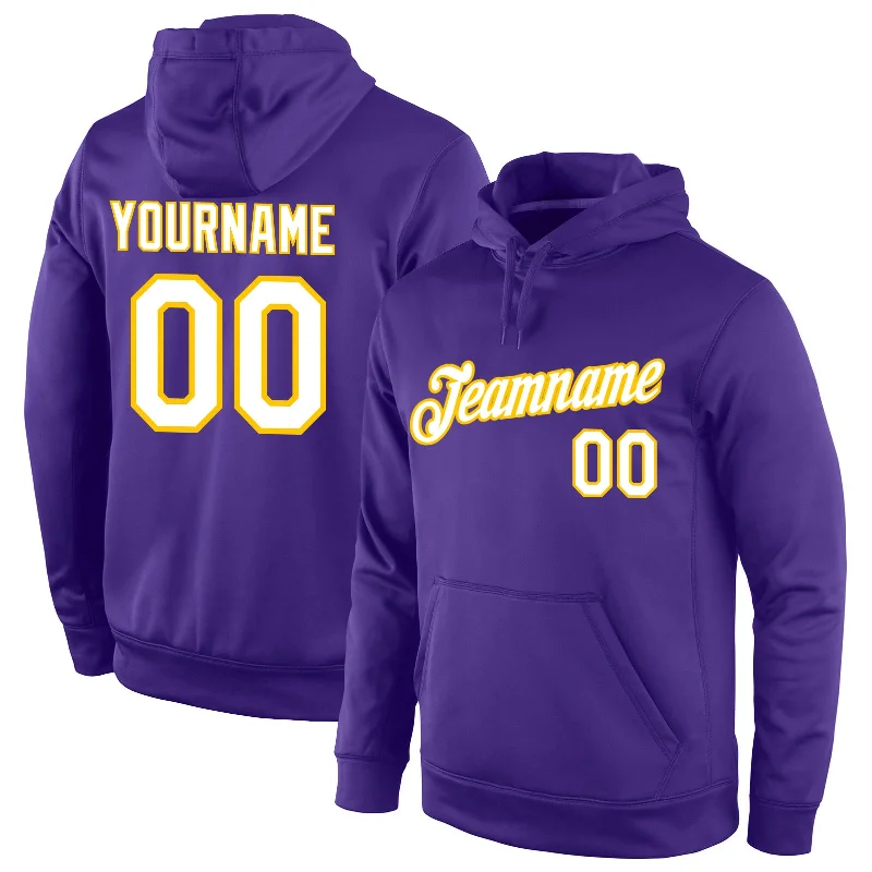Sports And Leisure Custom Stitched Purple White-Gold Sports Pullover Sweatshirt Hoodie Sports And Leisure Custom Stitched Purple White-Gold Sports Pullover Sweatshirt Hoodie