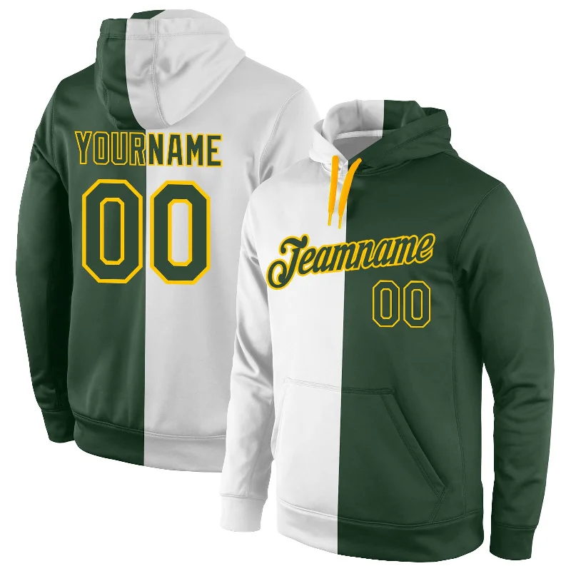 European Plan Custom Stitched White Green-Gold Split Fashion Sports Pullover Sweatshirt Hoodie European Plan Custom Stitched White Green-Gold Split Fashion Sports Pullover Sweatshirt Hoodie