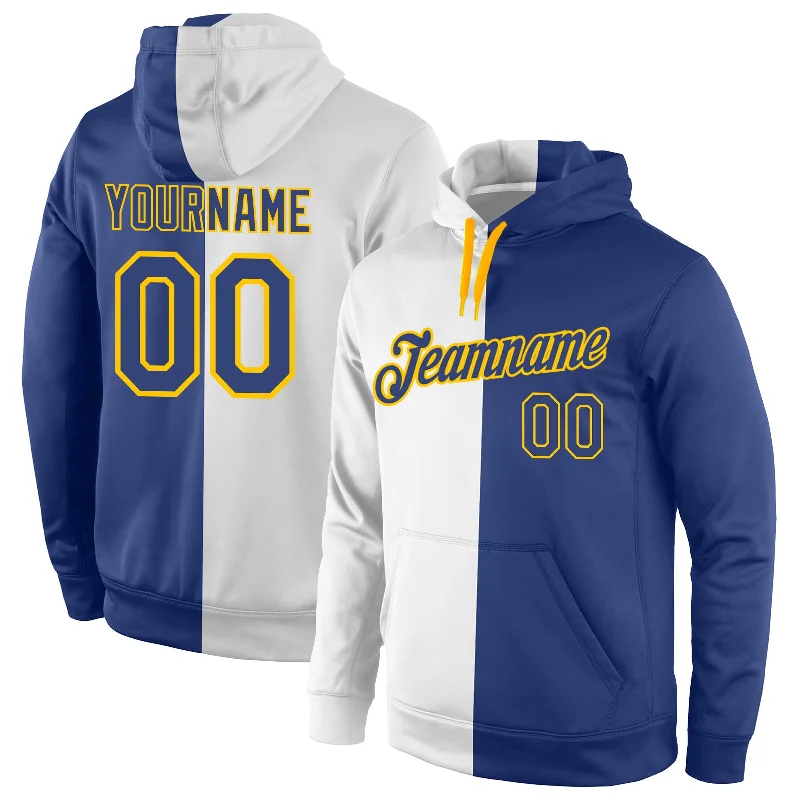 Tropical Style Custom Stitched White Royal-Gold Split Fashion Sports Pullover Sweatshirt Hoodie Tropical Style Custom Stitched White Royal-Gold Split Fashion Sports Pullover Sweatshirt Hoodie