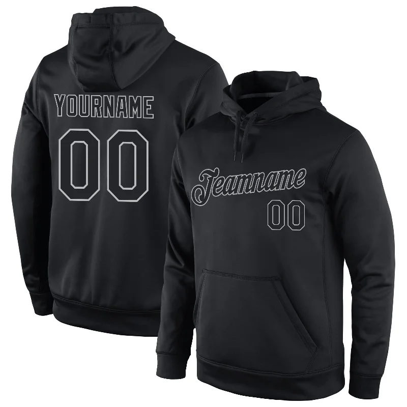 Simple Elegance Custom Stitched Black Black-Gray Sports Pullover Sweatshirt Hoodie