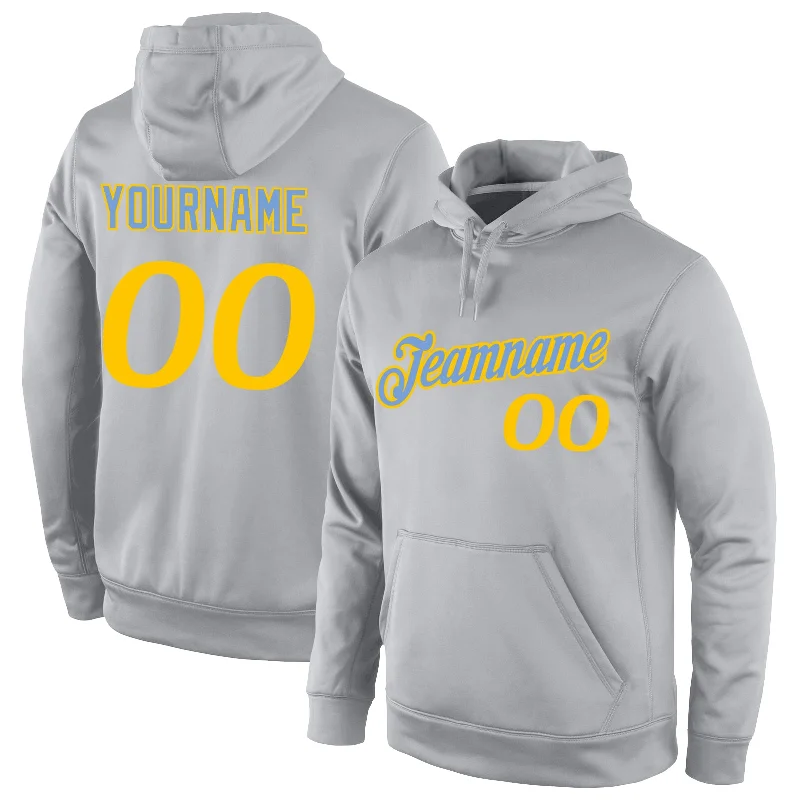 Warm Chic Custom Stitched Gray Gold Sports Pullover Sweatshirt Hoodie