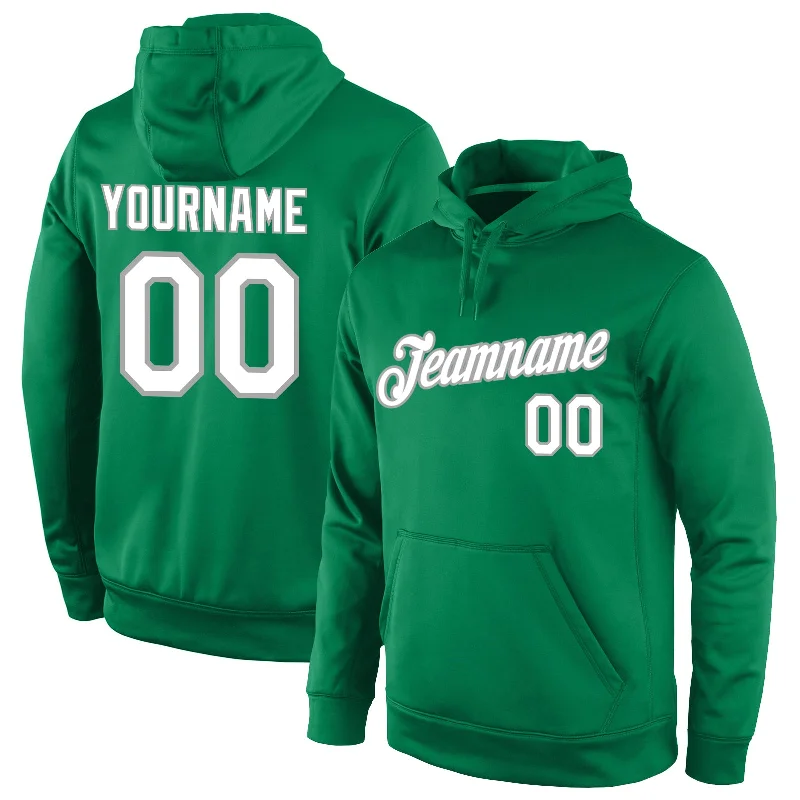 Modern Comfort Wear Custom Stitched Kelly Green White-Gray Sports Pullover Sweatshirt Hoodie Modern Comfort Wear Custom Stitched Kelly Green White-Gray Sports Pullover Sweatshirt Hoodie