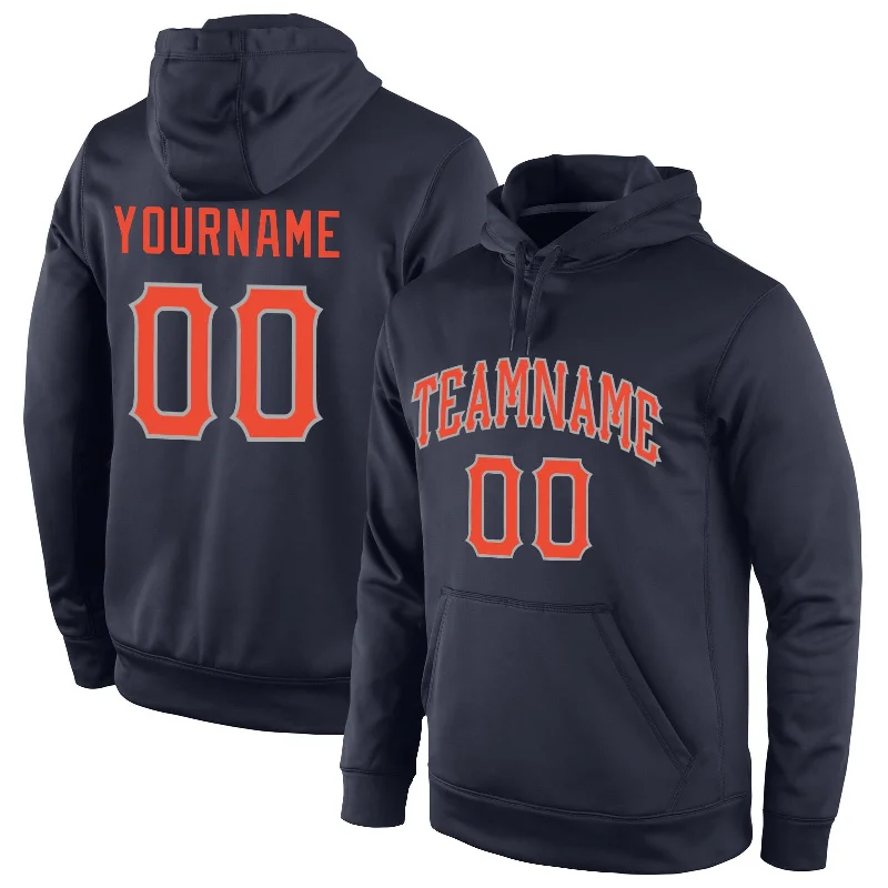 Weekend Wear Custom Stitched Navy Orange-Gray Sports Pullover Sweatshirt Hoodie