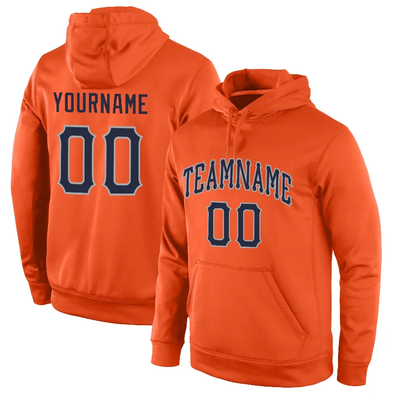 Daily Comfort Custom Stitched Orange Navy-Gray Sports Pullover Sweatshirt Hoodie