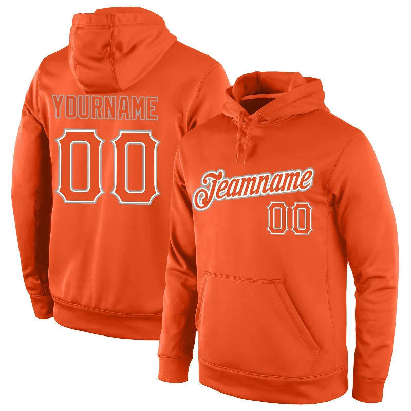 Lazy Home Custom Stitched Orange Orange-Gray Sports Pullover Sweatshirt Hoodie