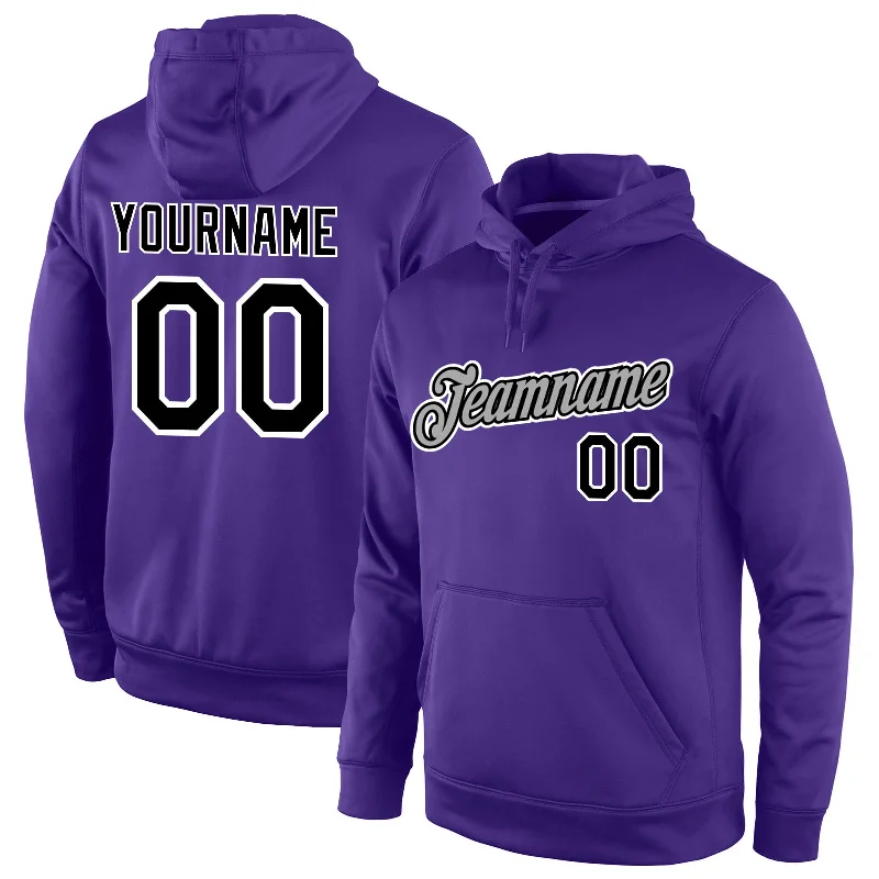 Innovative Design Custom Stitched Purple Black-Gray Sports Pullover Sweatshirt Hoodie