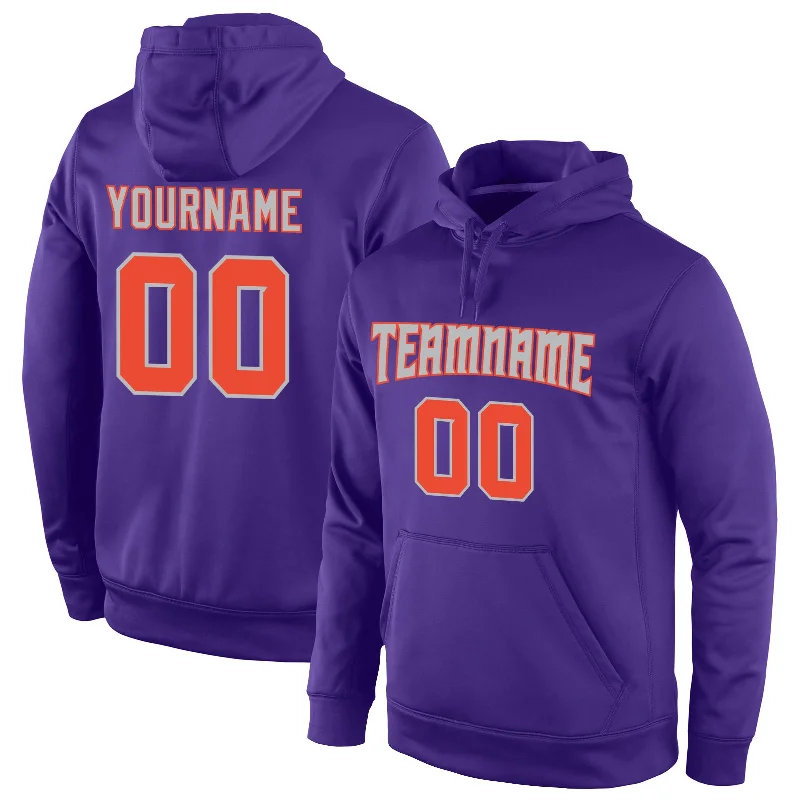 Relaxed Wear Custom Stitched Purple Orange-Gray Sports Pullover Sweatshirt Hoodie
