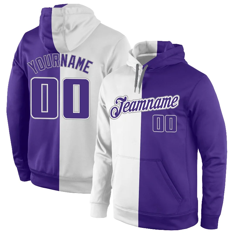 Diamond Series Custom Stitched White Purple-Gray Split Fashion Sports Pullover Sweatshirt Hoodie Diamond Series Custom Stitched White Purple-Gray Split Fashion Sports Pullover Sweatshirt Hoodie