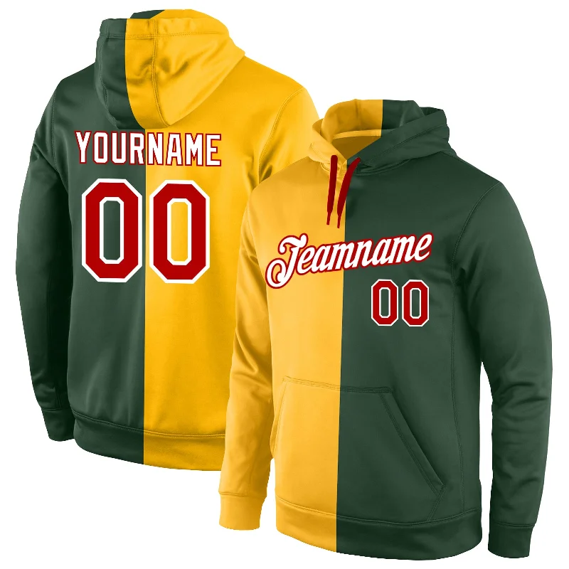 Must-have For Autumn And Winter Custom Stitched Gold Red-Green Split Fashion Sports Pullover Sweatshirt Hoodie Must-have For Autumn And Winter Custom Stitched Gold Red-Green Split Fashion Sports Pullover Sweatshirt Hoodie