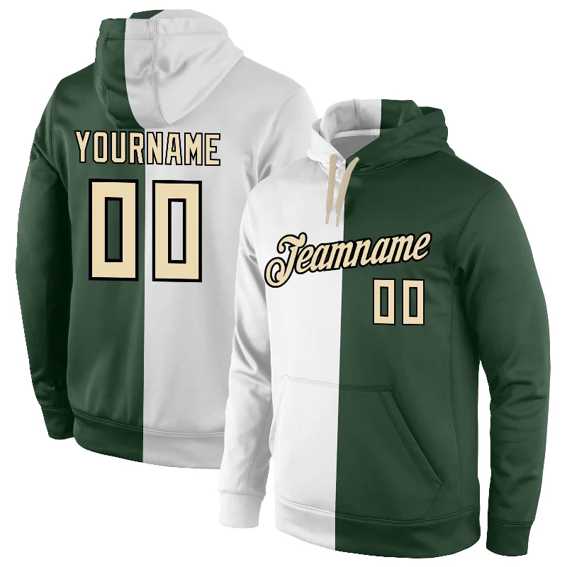 Fashion Classic Custom Stitched White Cream-Green Split Fashion Sports Pullover Sweatshirt Hoodie Fashion Classic Custom Stitched White Cream-Green Split Fashion Sports Pullover Sweatshirt Hoodie