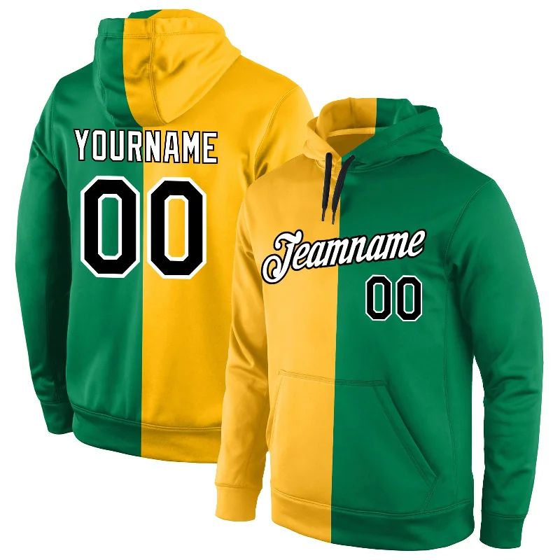 Cool Style Custom Stitched Gold Black-Kelly Green Split Fashion Sports Pullover Sweatshirt Hoodie Cool Style Custom Stitched Gold Black-Kelly Green Split Fashion Sports Pullover Sweatshirt Hoodie