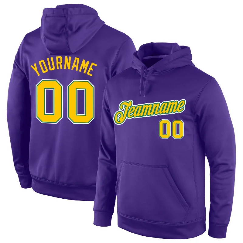 Comfortable And Simple Custom Stitched Purple Gold-Kelly Green Sports Pullover Sweatshirt Hoodie Comfortable And Simple Custom Stitched Purple Gold-Kelly Green Sports Pullover Sweatshirt Hoodie
