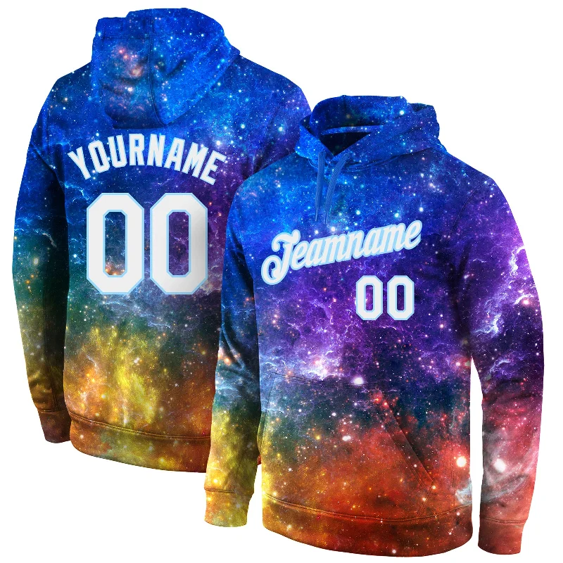 Sports And Leisure Custom Stitched Galactic White-Light Blue 3D Sports Pullover Sweatshirt Hoodie Sports And Leisure Custom Stitched Galactic White-Light Blue 3D Sports Pullover Sweatshirt Hoodie