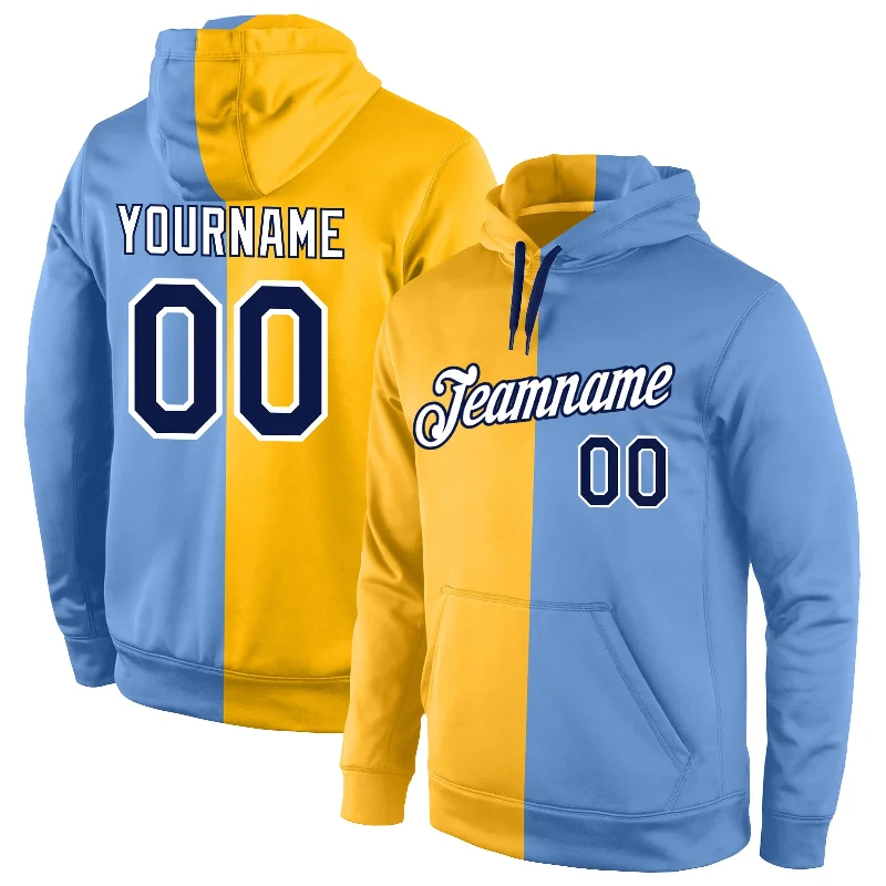Trendy Items Custom Stitched Gold Navy-Light Blue Split Fashion Sports Pullover Sweatshirt Hoodie Trendy Items Custom Stitched Gold Navy-Light Blue Split Fashion Sports Pullover Sweatshirt Hoodie