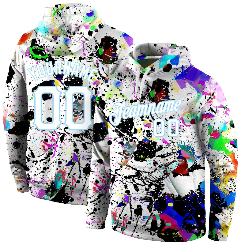 Fashionable Inner Wear Custom Stitched Splashes Graffiti Pattern White-Light Blue 3D Sports Pullover Sweatshirt Hoodie Fashionable Inner Wear Custom Stitched Splashes Graffiti Pattern White-Light Blue 3D Sports Pullover Sweatshirt Hoodie