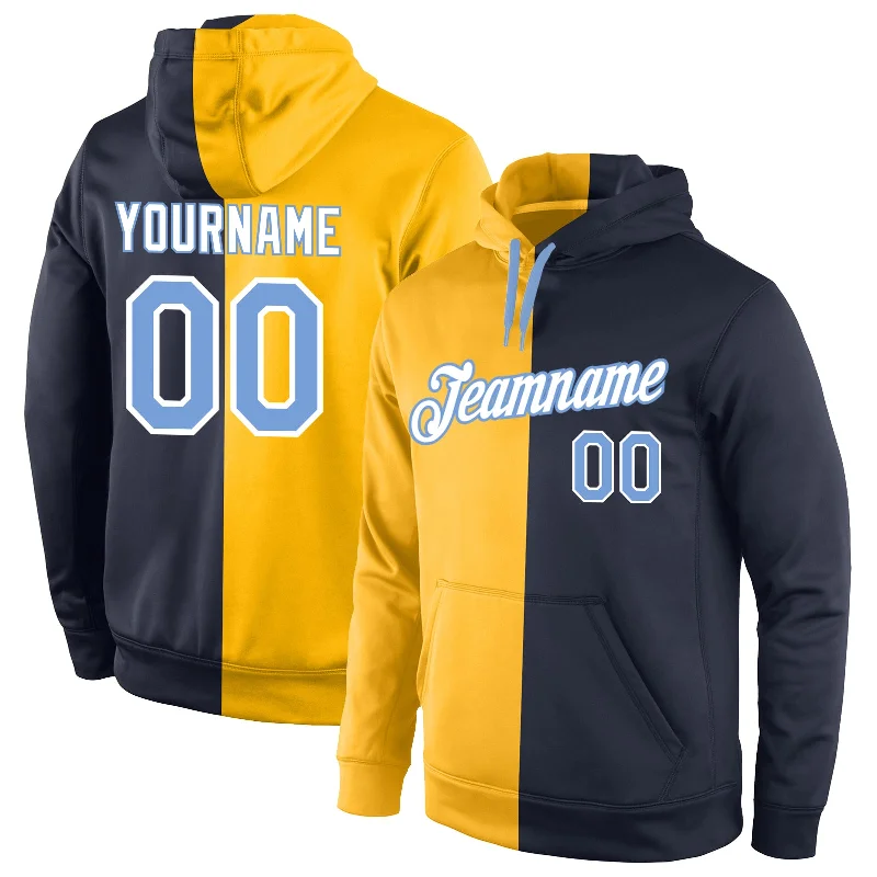 Classic Style Custom Stitched Gold Light Blue-Navy Split Fashion Sports Pullover Sweatshirt Hoodie Classic Style Custom Stitched Gold Light Blue-Navy Split Fashion Sports Pullover Sweatshirt Hoodie