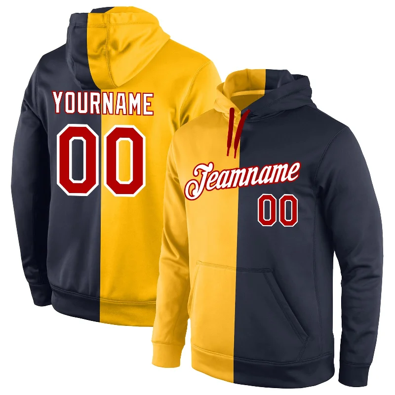 Minimal Classic Custom Stitched Gold Red-Navy Split Fashion Sports Pullover Sweatshirt Hoodie Minimal Classic Custom Stitched Gold Red-Navy Split Fashion Sports Pullover Sweatshirt Hoodie