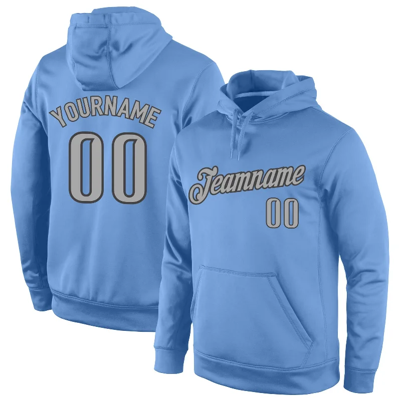 Thin Design Custom Stitched Light Blue Gray-Navy Sports Pullover Sweatshirt Hoodie