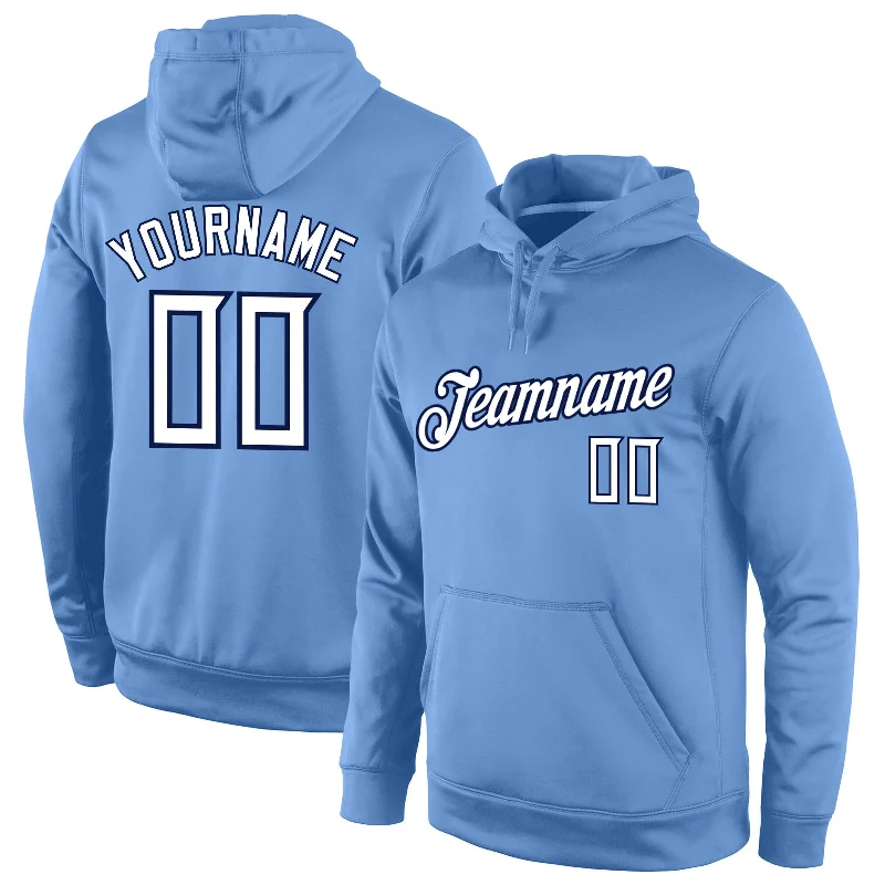 Celebrity Style Custom Stitched Light Blue White-Navy Sports Pullover Sweatshirt Hoodie Celebrity Style Custom Stitched Light Blue White-Navy Sports Pullover Sweatshirt Hoodie