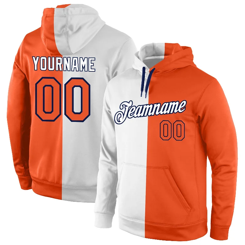 Goddess Outfit Custom Stitched White Orange-Navy Split Fashion Sports Pullover Sweatshirt Hoodie Goddess Outfit Custom Stitched White Orange-Navy Split Fashion Sports Pullover Sweatshirt Hoodie