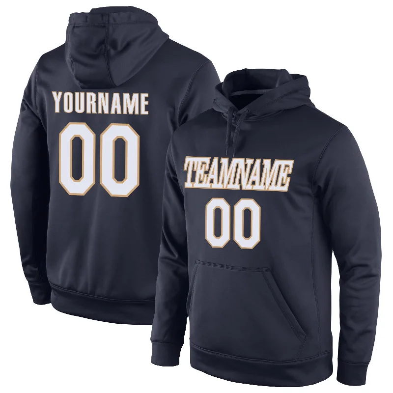 Trendy Comfort Custom Stitched Navy White-Old Gold Sports Pullover Sweatshirt Hoodie Trendy Comfort Custom Stitched Navy White-Old Gold Sports Pullover Sweatshirt Hoodie