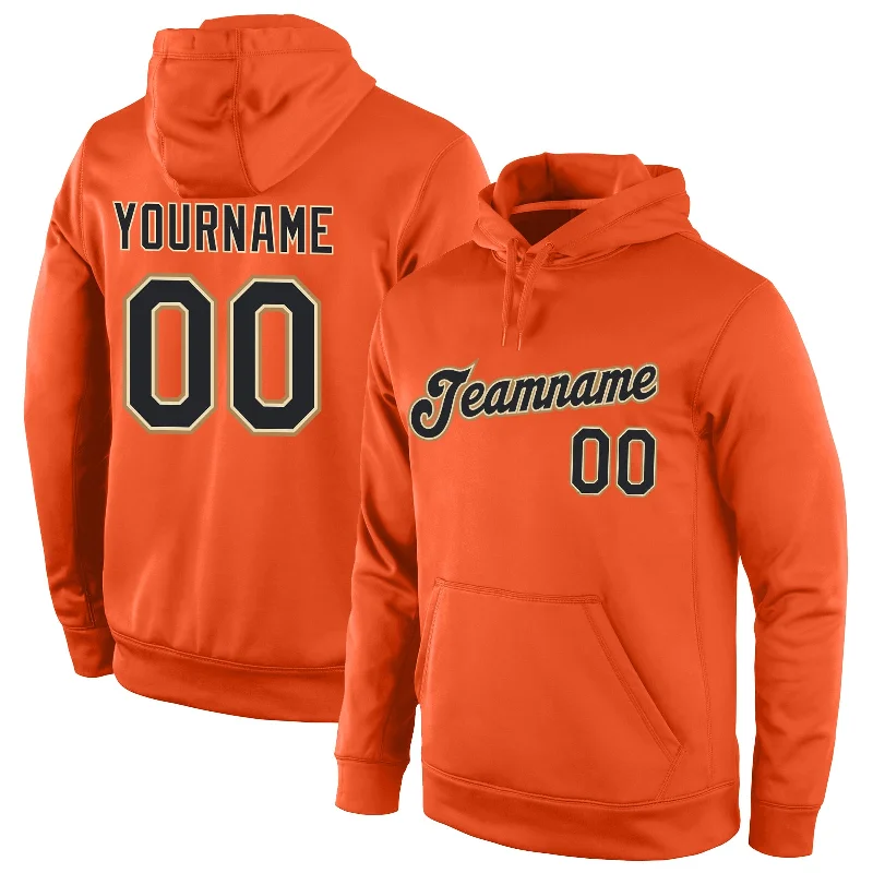 Cozy Dress Custom Stitched Orange Black-Old Gold Sports Pullover Sweatshirt Hoodie