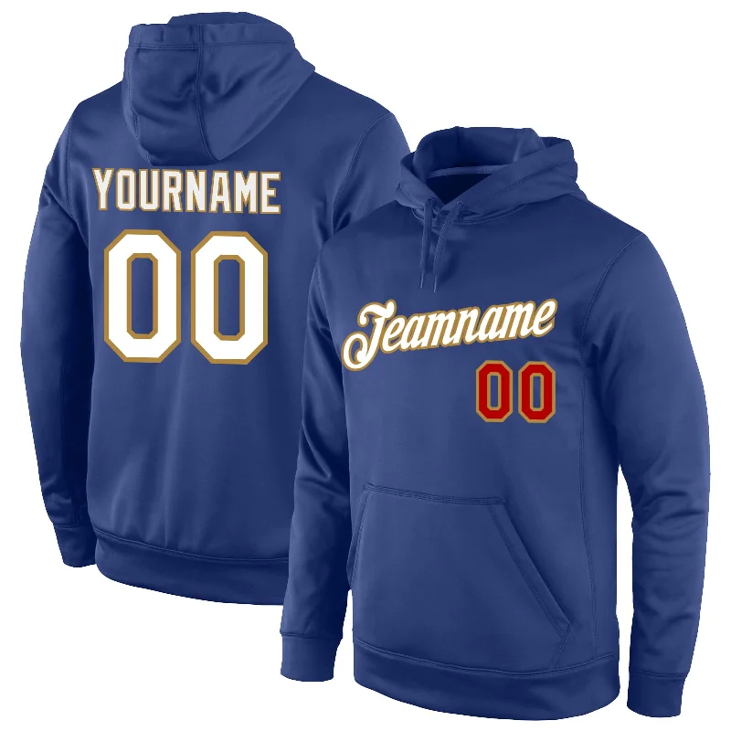 Spring Fashion Custom Stitched Royal White-Old Gold Sports Pullover Sweatshirt Hoodie