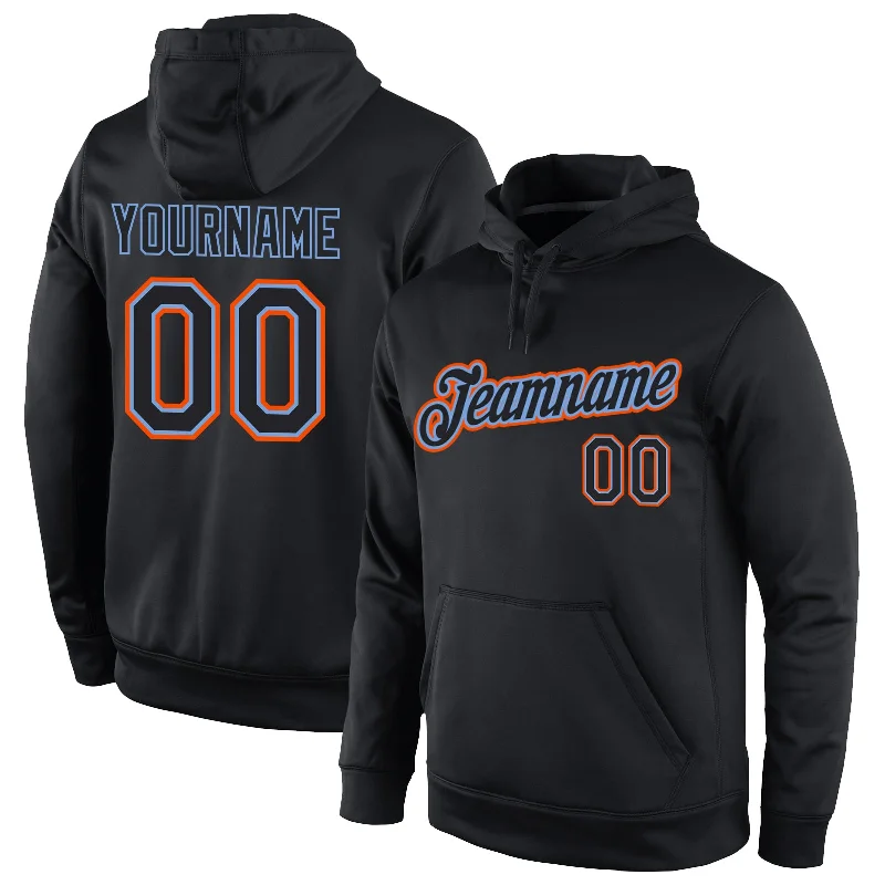 Personalized Wear Custom Stitched Black Black-Orange Sports Pullover Sweatshirt Hoodie Personalized Wear Custom Stitched Black Black-Orange Sports Pullover Sweatshirt Hoodie