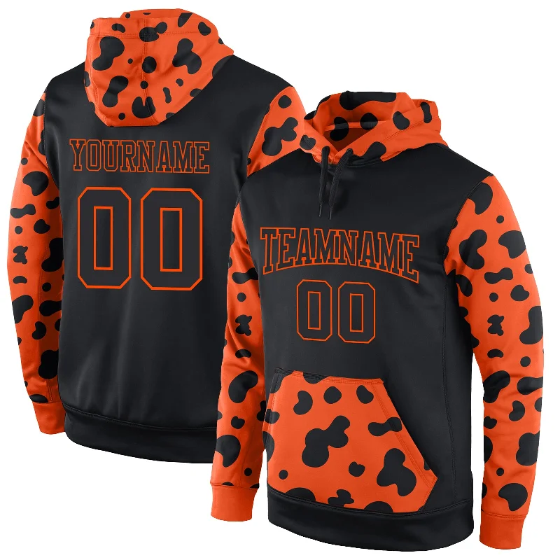 Smart Casuals Custom Stitched Black Black-Orange Sports Pullover Sweatshirt Hoodie